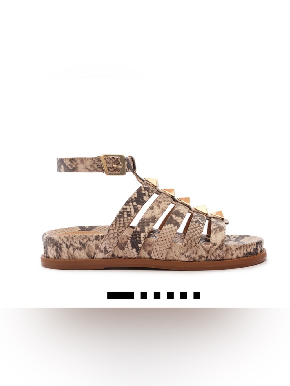 SCHUTZ Kyrie Sporty Faux Snakeskin Studded Strappy Sandal